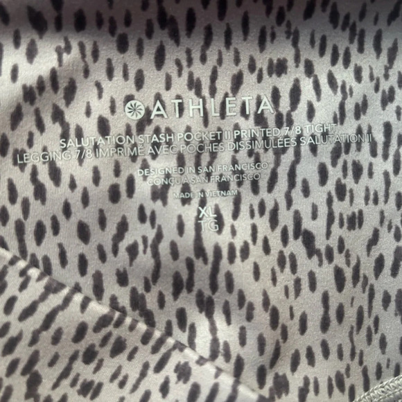 ATHLETA BEIGE BROWN SALUTATION STASH POCKET PRINTED 7/8 TIGHT LEGGING YOGA XL - Picture 3 of 5